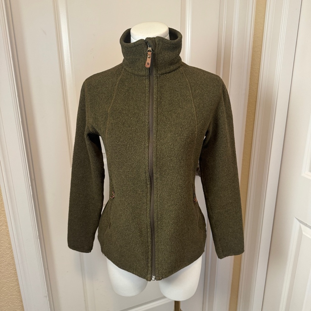 Fjallraven Women’s XS Green Full Zip Fleece Jacket High Collar Hiking